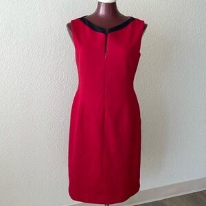 Tahari Red stretch pencil sheath dress size 10